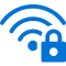 Illustrated lock on top of a Wi-Fi signal