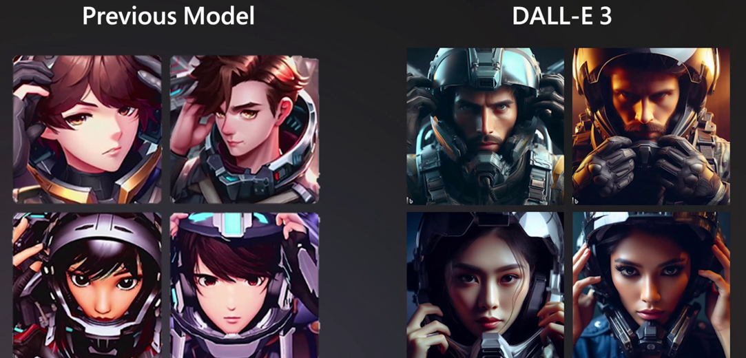 Image of quality output before and after DALL-E3 update