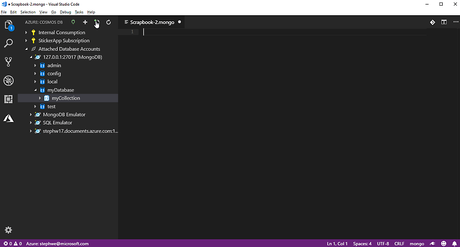: A GIF showing a database being connected and data being added in Visual Studio